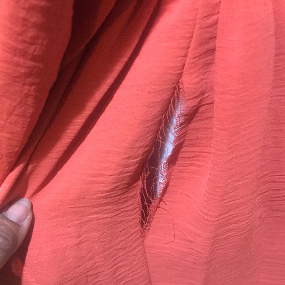 Orange Long Ruffled Sleeve Faux Wrap Belted Waist Maxi Dress-Size M - Picture 10 of 14